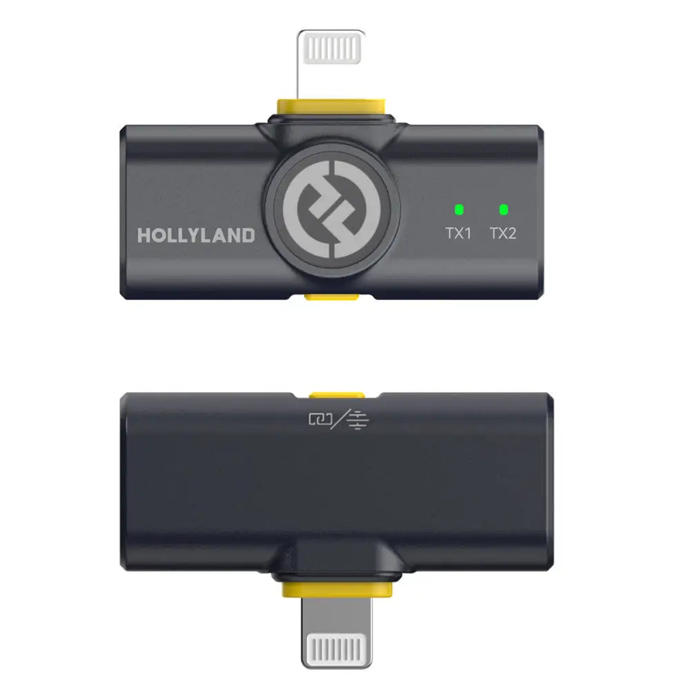 Hollyland LARK M2 DUO Wireless Lavalier Microphone with Lightning Plug - Shine Charcoal Lapel Systems