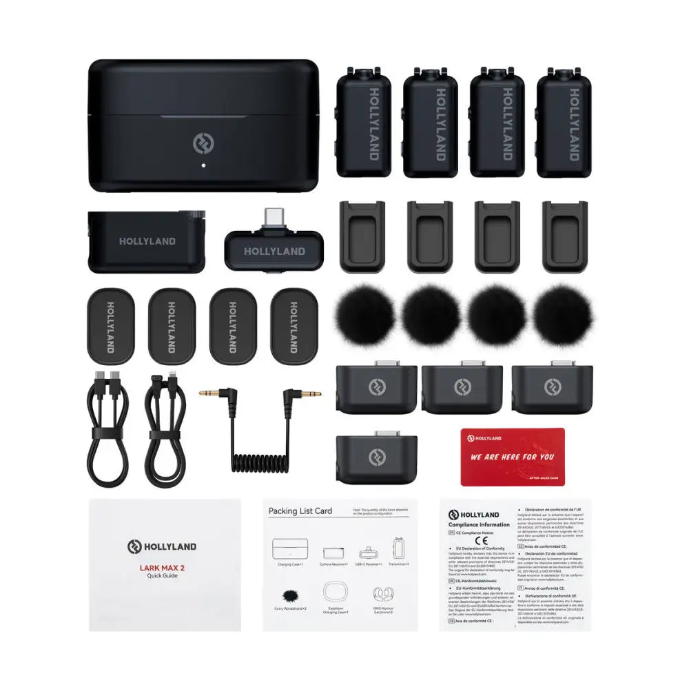 Hollyland LARK MAX 2 Combo 4-Person Wireless Microphone System for Cameras and Mobile Devices (Space Gray 2.4 GHz)