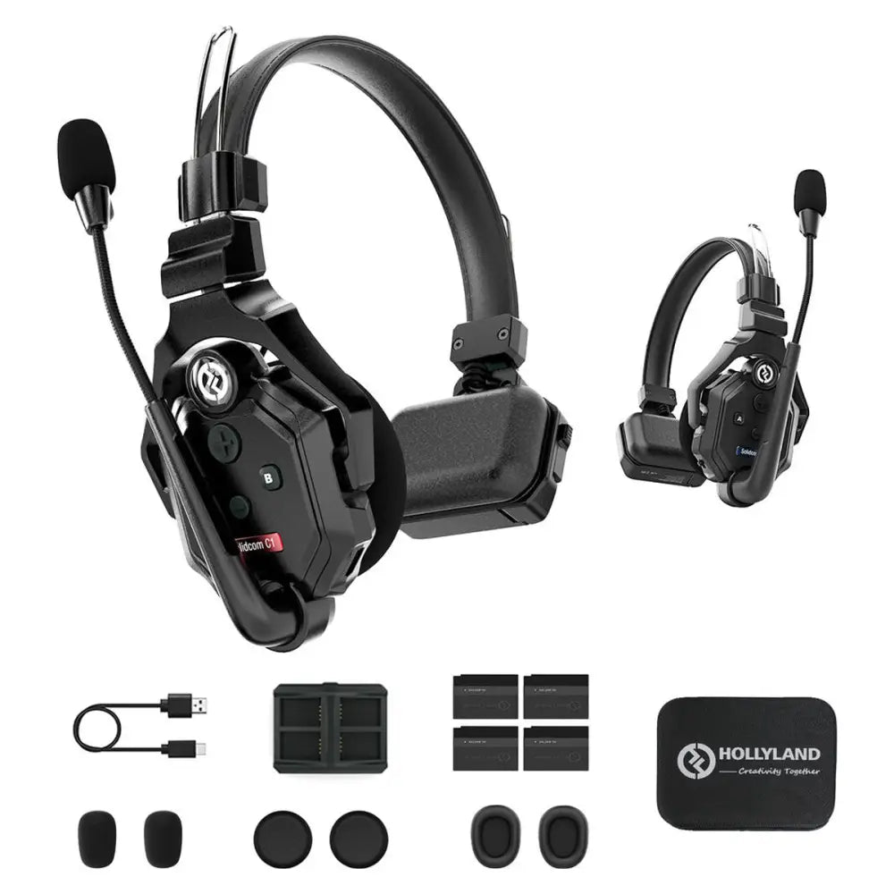 Hollyland Solidcom C1-2S Full-Duplex Wireless DECT Intercom System with 2 Headsets Com Systems