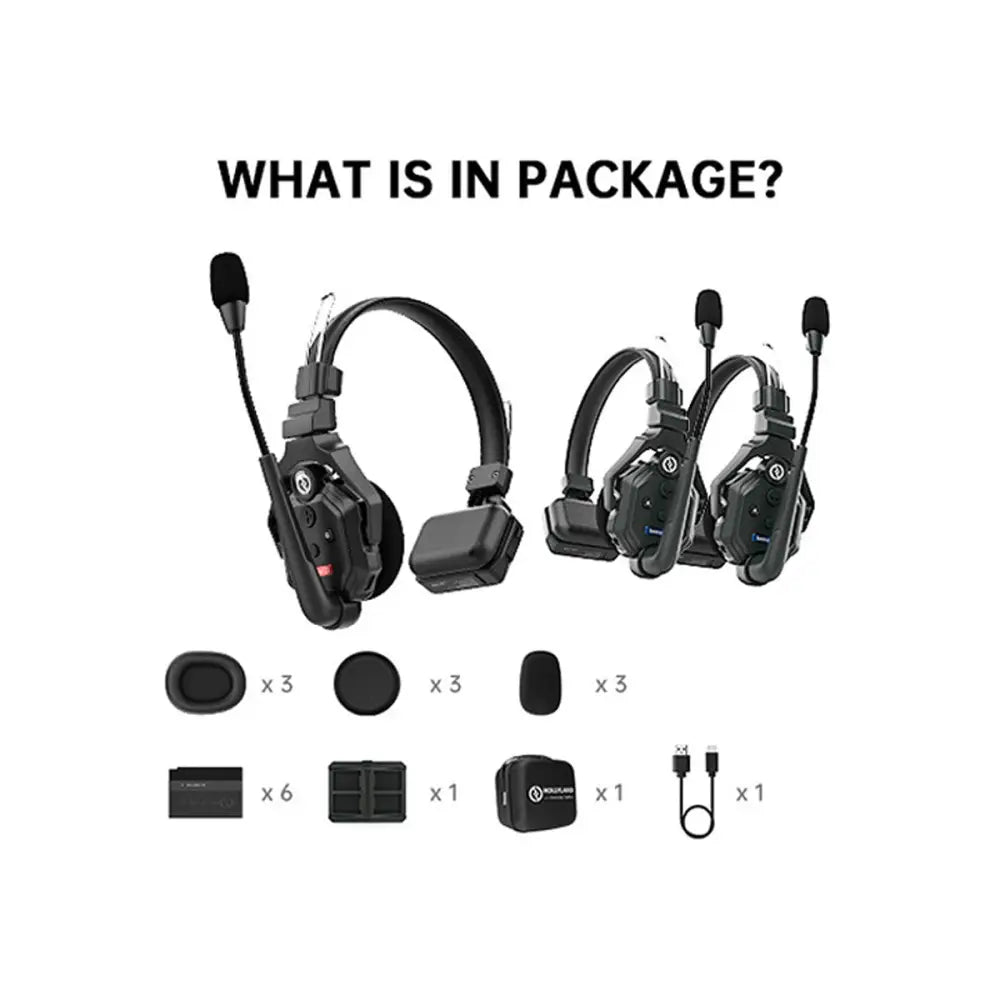 Hollyland Solidcom C1-3S Full-Duplex Wireless DECT Intercom System with 3 Headsets Com Systems