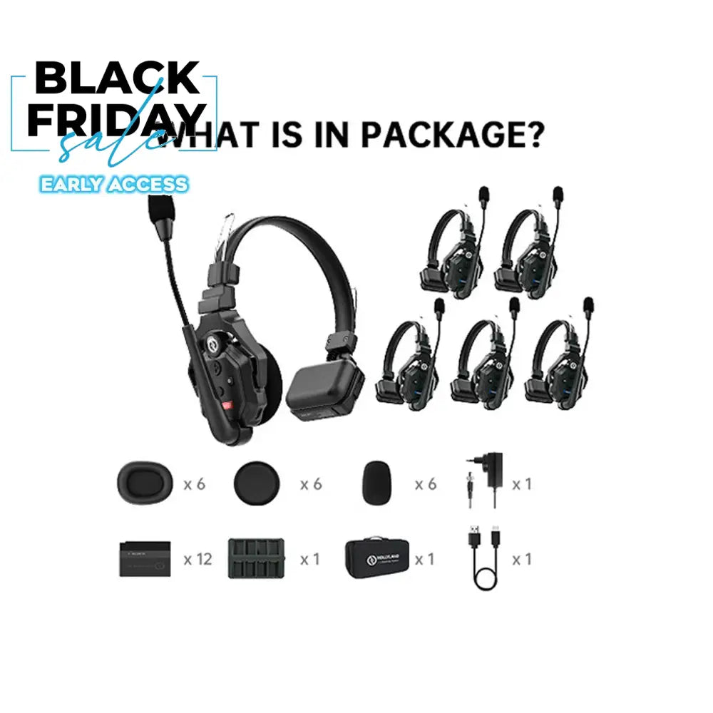 Hollyland Solidcom C1-6S Full-Duplex Wireless DECT Intercom System with 6 Headsets Com Systems