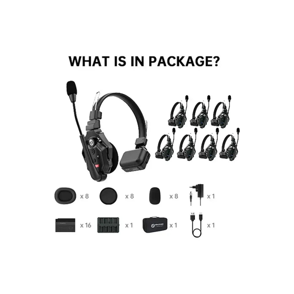 Hollyland Solidcom C1-8S Full-Duplex Wireless DECT Intercom System with 8 Headsets Com Systems