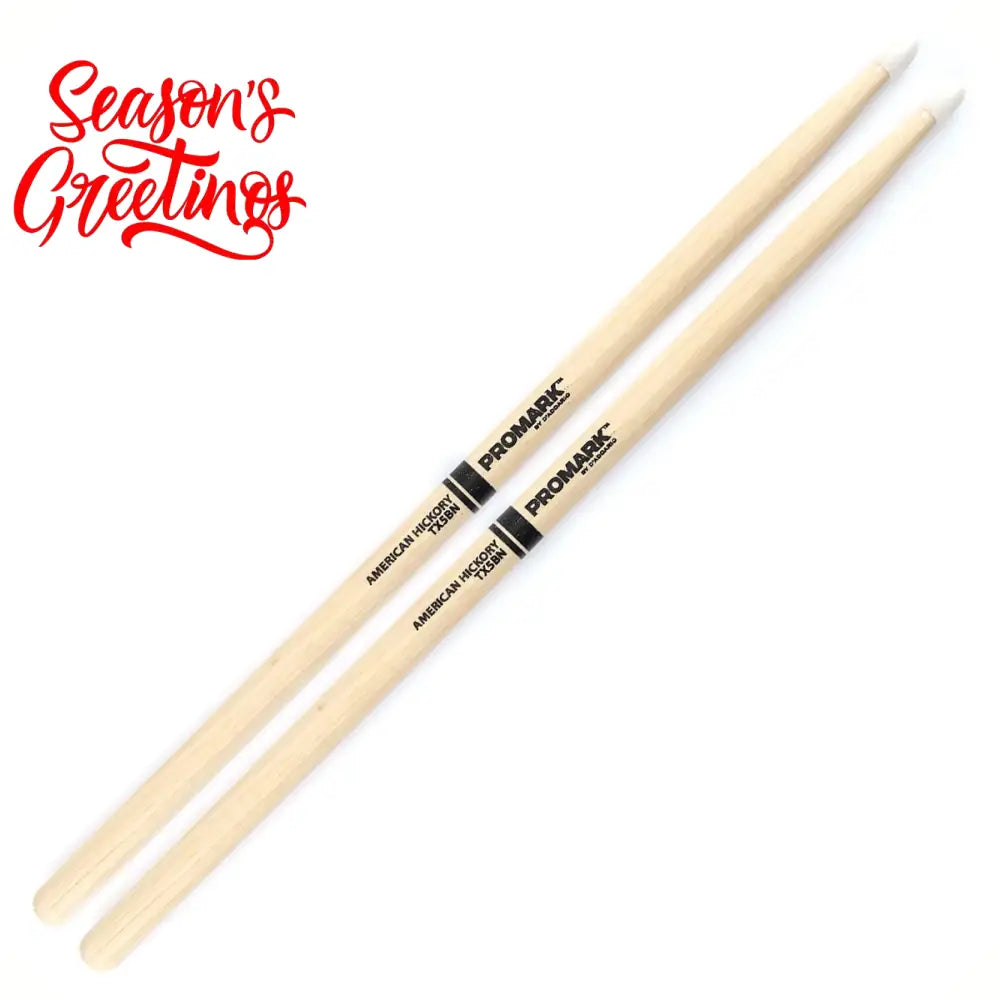 Promark TX5BN Classic 5B Hickory Nylon Tip Drumsticks Drumsticks