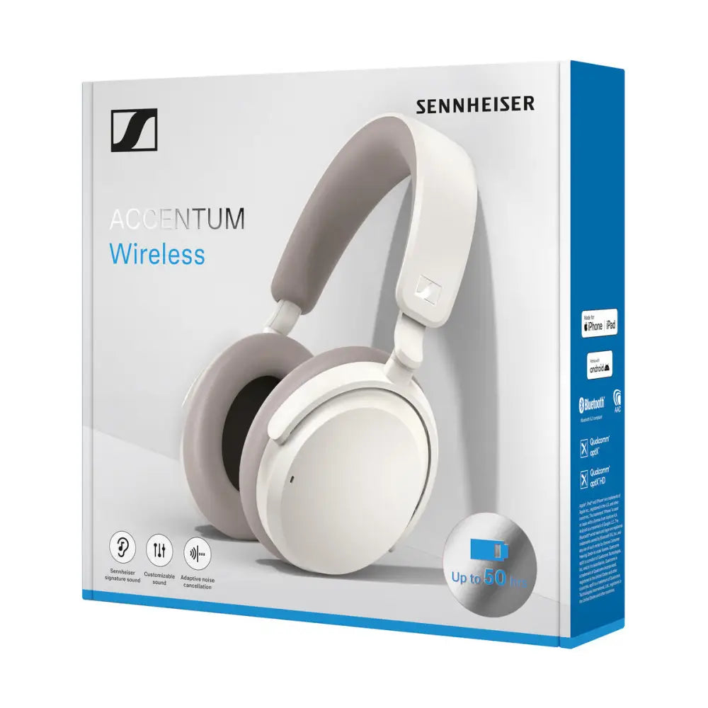 Sennheiser ACCENTUM Over-Ear Wireless Headphones - White Wireless/Bluetooth Earphones