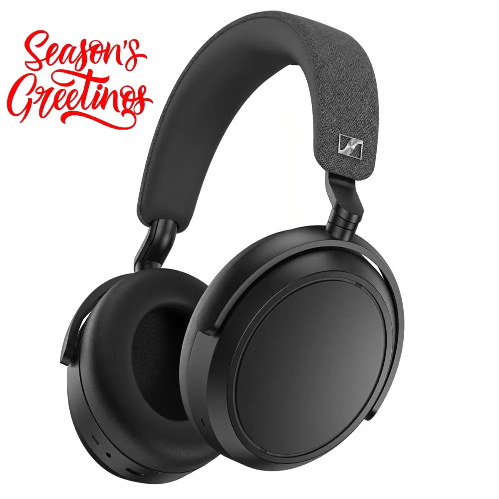 Sennheiser MOMENTUM 4 Noise-Cancelling Wireless Over-Ear Headphones in black color, displayed in an open position.