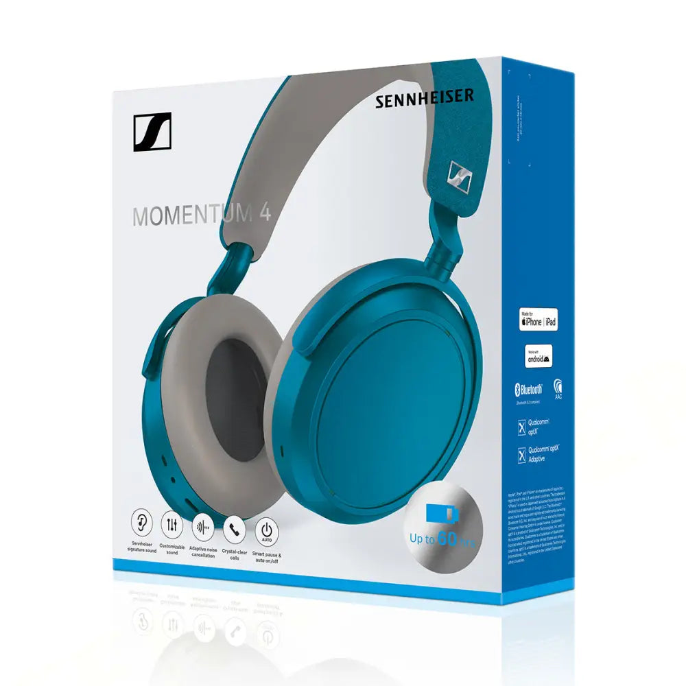 Sennheiser MOMENTUM 4 Wireless Over-Ear Noise Cancelling Headphones (Teal) Wireless/Bluetooth Earphones