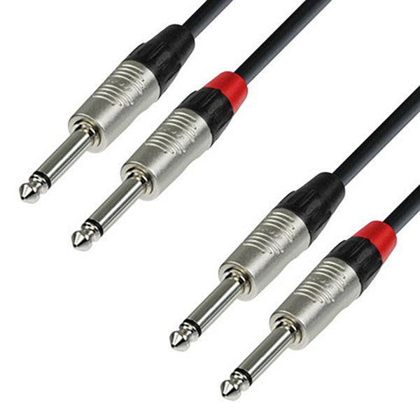 Adam Hall Cables K4 TPP 0150 - Audio Cable REAN 2 x 6.3mm Jack mono to 2 x 6.3mm Jack mono 1.5m