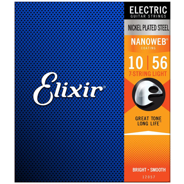 Elixir 12057 Electric 7 String Light Nickel Plated Steel Nanoweb 0.10-0.56