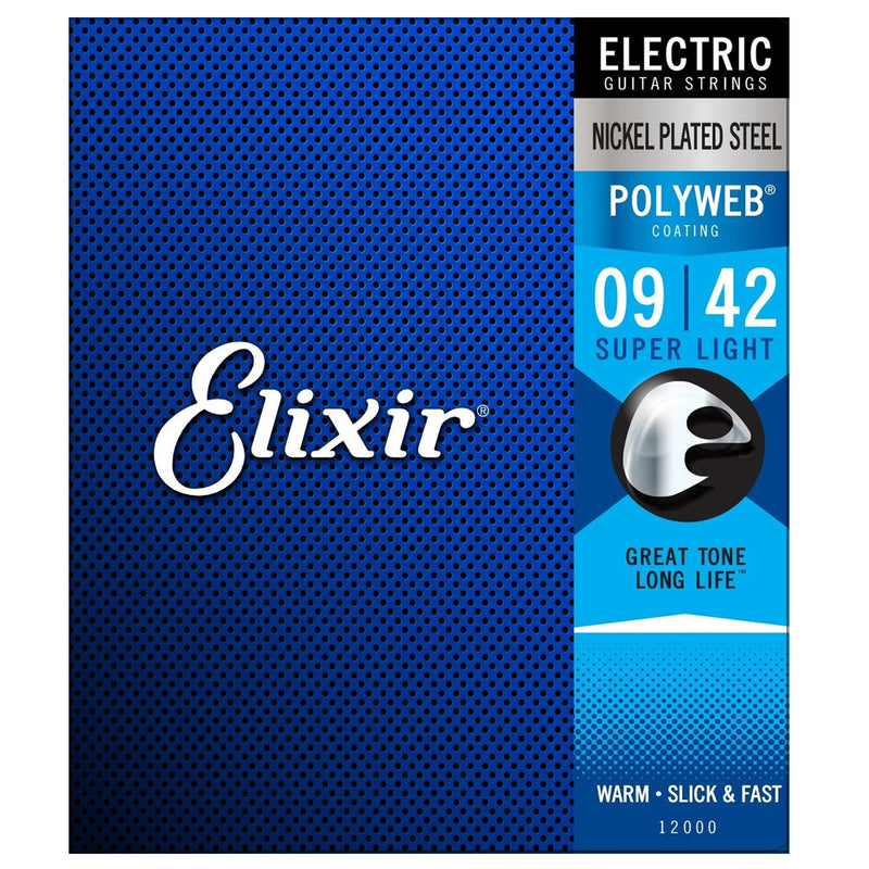 Elixir 12000 Electric Nickel Plated Steel with POLYWEB® Coating Super Light (.009-.042)