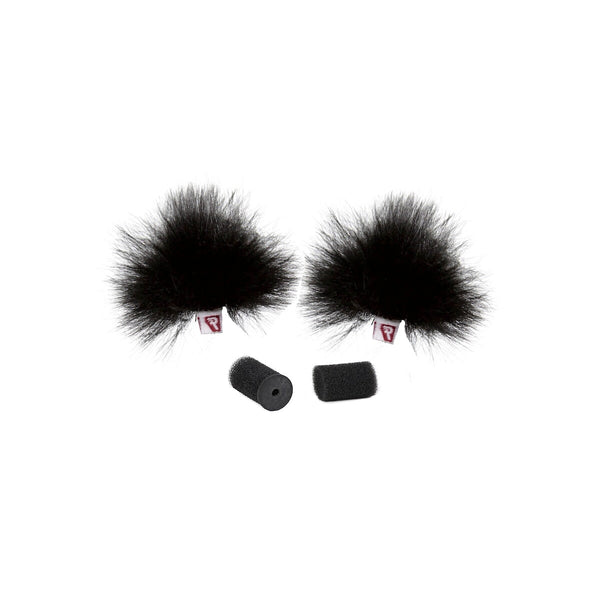Rycote Black Ristretto Lavalier Windjammer, Pair, Synthetic Fur