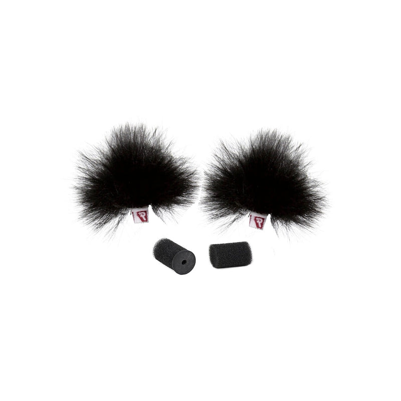 Rycote Black Ristretto Lavalier Windjammer, Pair, Synthetic Fur