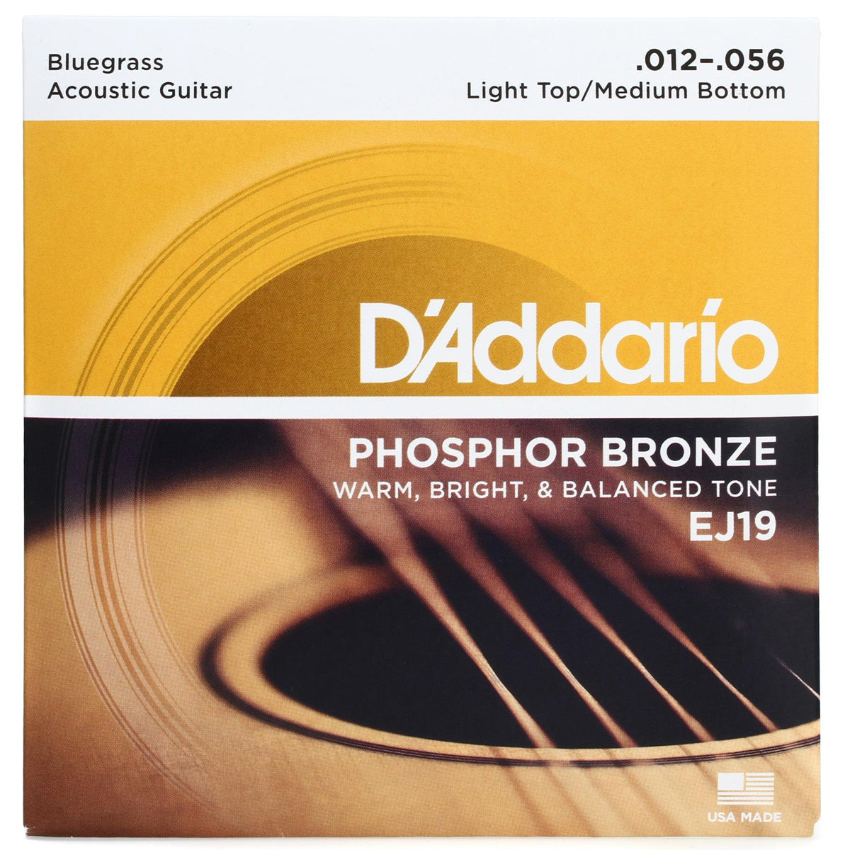 D'Addario EJ19 Phosphor Bronze Round Wound Bluegrass Acoustic Guitar Strings 012-056
