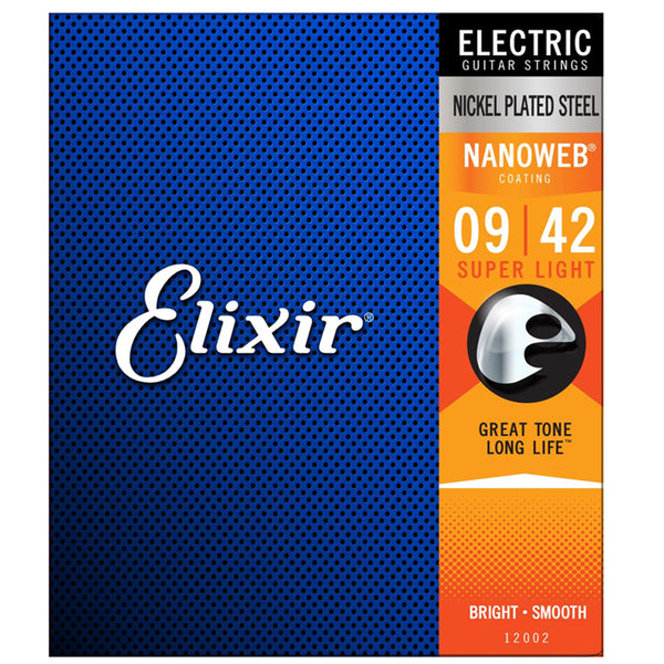 Elixir 12002 Electric Strings Super Light Nickel Plated Steel Nanoweb 0.09-0.42