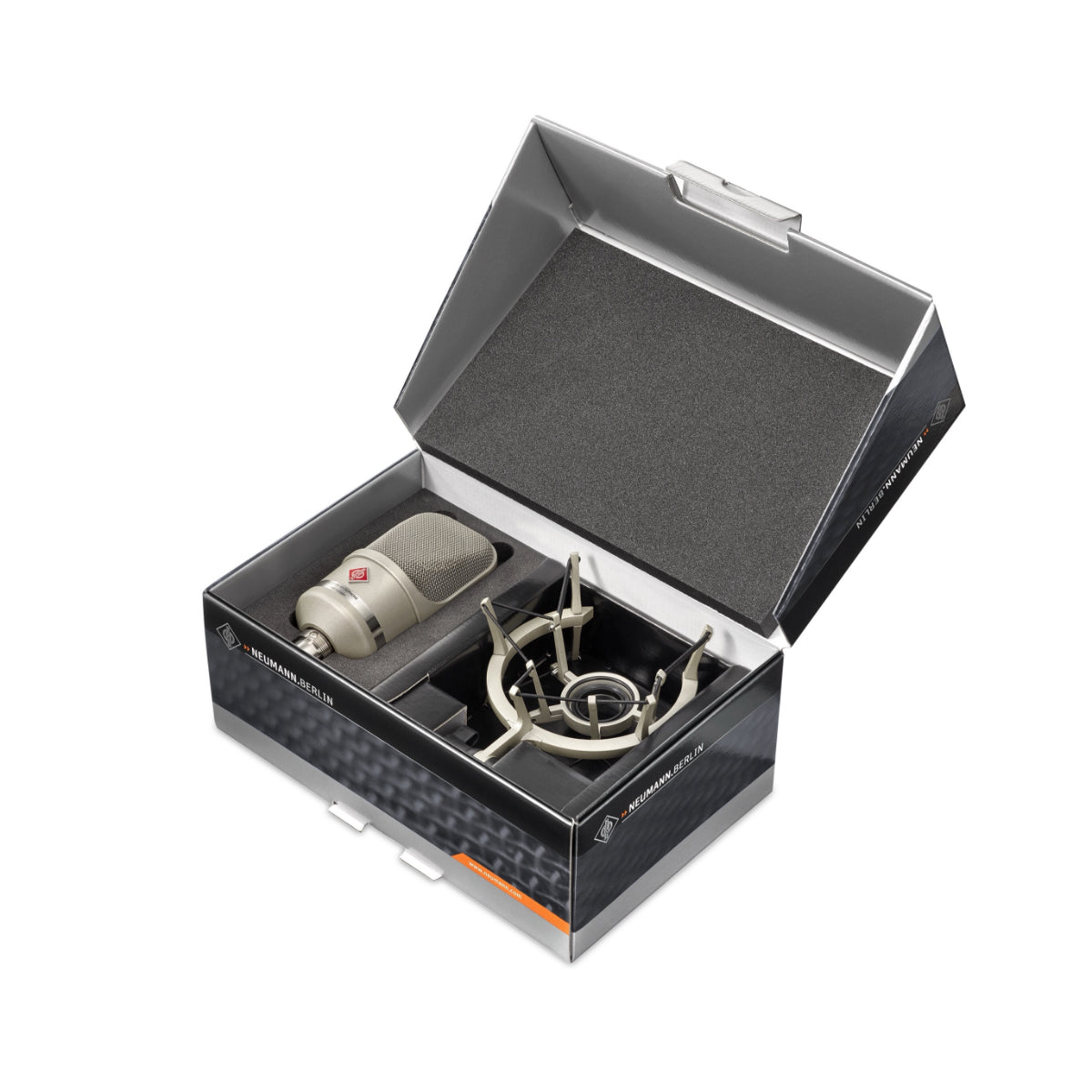 Neumann TLM 107 Studio Set Large Diaphragm Microphone, Multipattern, EA 4 Elastic Suspension -carton