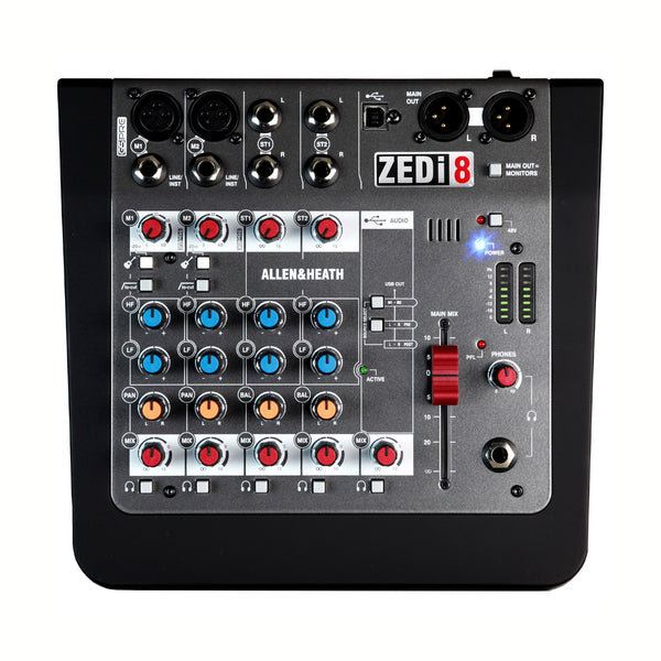 Allen & Heath ZED I8 2 Mic/Line 2 Stereo 2 DI Inputs Rotary USB Mixer