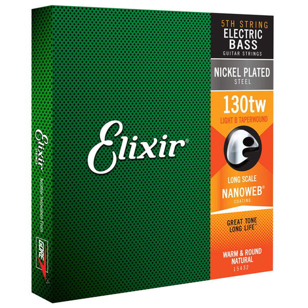 Elixir 15432 Electric Bass 0.130 Single String TW Long Scale Nickel Plated Nanoweb