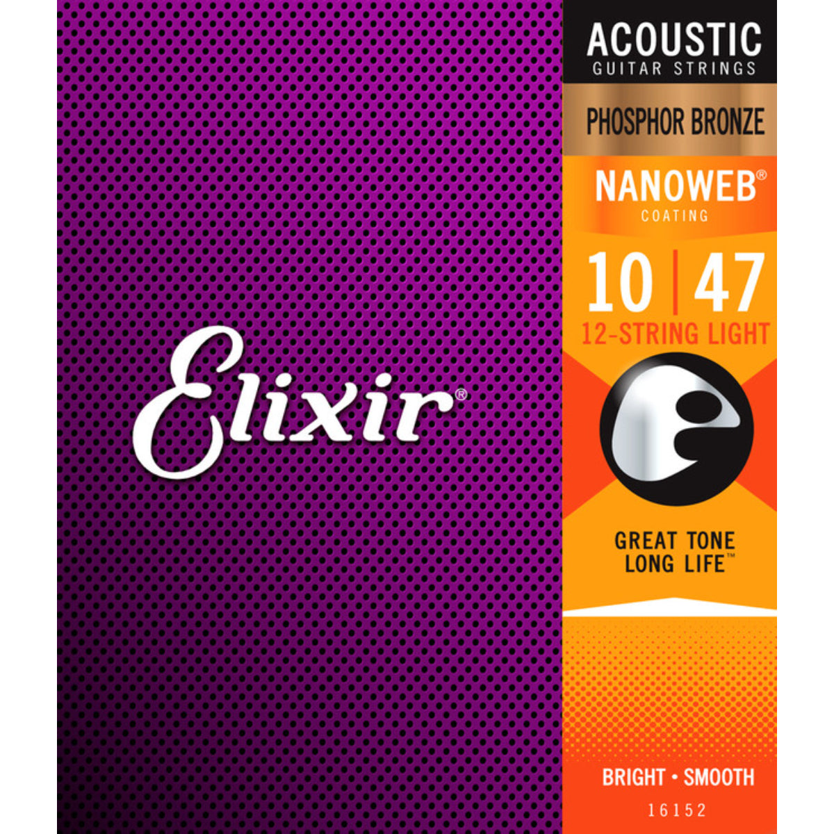 Elixir 16152 Acoustic Phosphor Nanoweb 12string Gauge Light 0.10-0.47