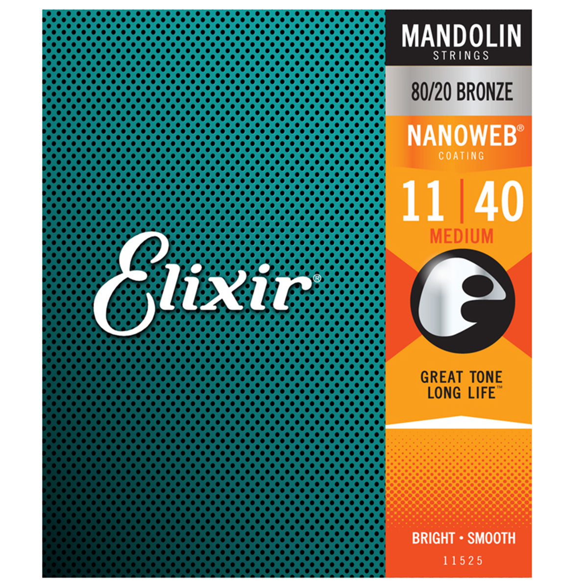 Elixir 11525 Mandolin Strings 80/20 Bronze Medium Nanoweb 0.11-0.40