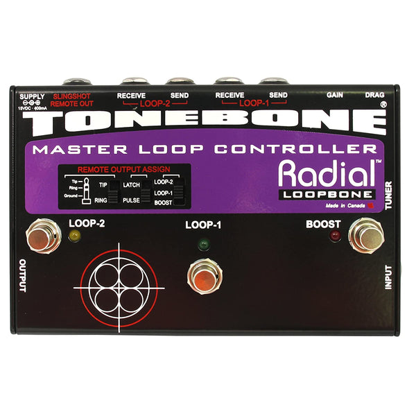 Radial Tonebone Loopbone Effects loop switcher, 2 loops, power-boost, tuner out & Slingshot remote