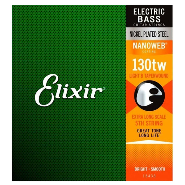 Elixir 15433 Electric Bass Strings 0.130 Single String TW Extra Long Plated Nanoweb