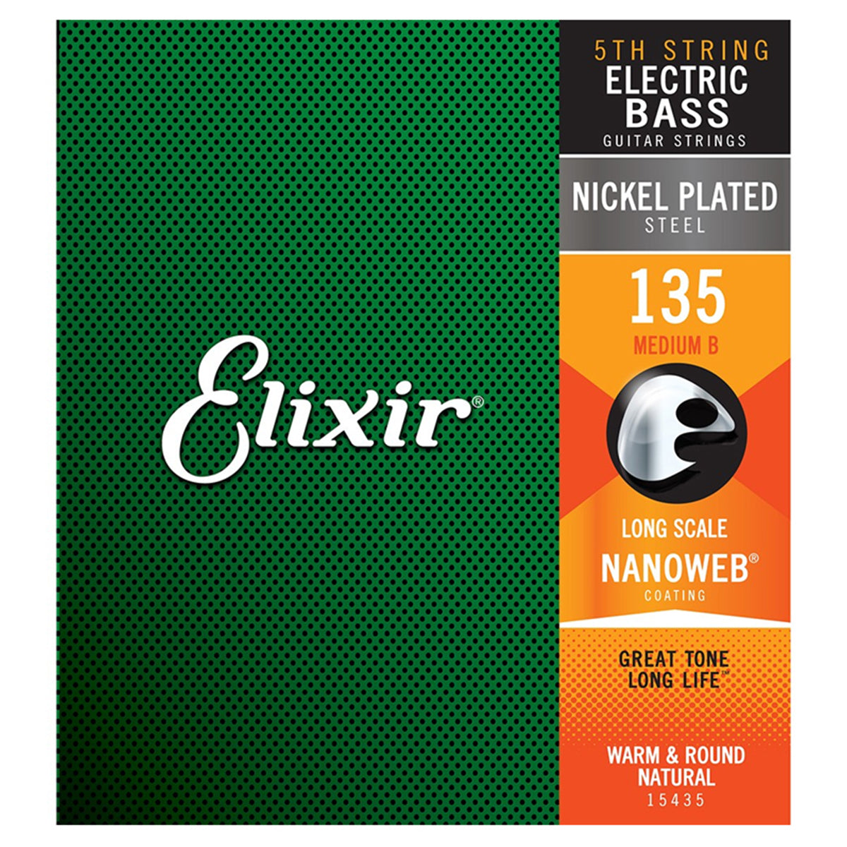 Elixir 15435 Electric Bass Strings 0.135 Single String Long Scale Nickel Plated Nanoweb