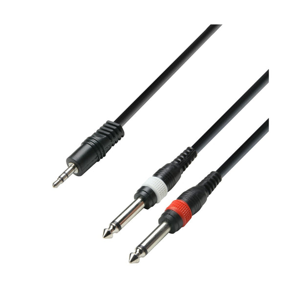 Adam Hall Cables K3 YWPP 0300 - Audio Cable 3.5mm Jack stereo to 2 x 6.3mm Jack mono 3m