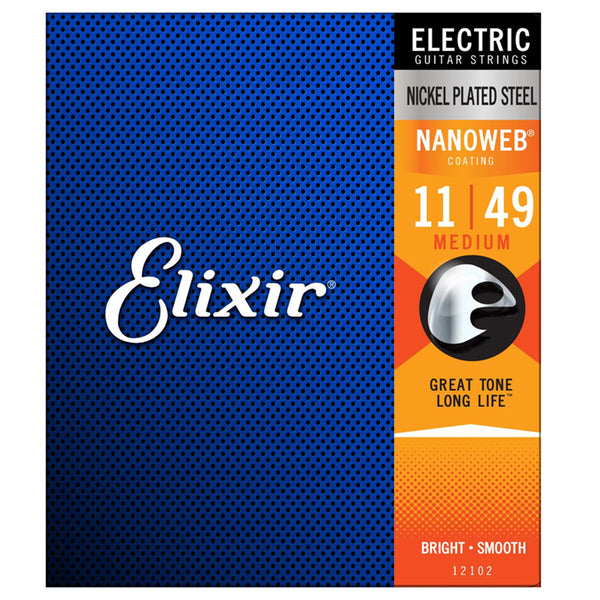 Elixir 12102 Electric Strings Medium Nickel Plated Steel Nanoweb 0.11-0.49