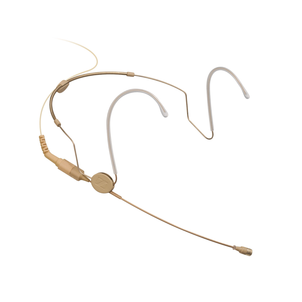 A beige Sennheiser cardioid neckmount microphone with a detachable cap, gooseneck section, and connection cable.
