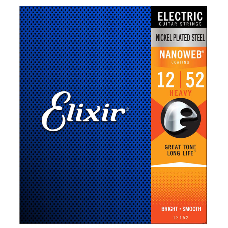Elixir 12152 Electric Strings Heavy Nickel Plated Steel Nanoweb 0.12-0.52