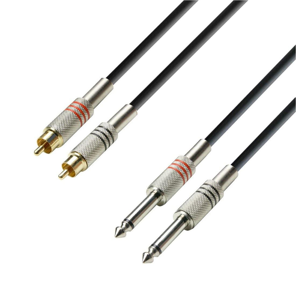 Adam Hall Cables K3 TPC 0300 - Audio Cable 2 x RCA male to 2 x 6.3mm Jack mono 3m